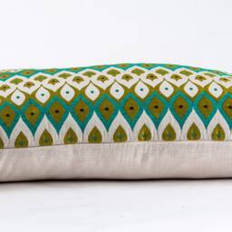 Teal & Gold Geometric Lumbar Pillow Cover, Designer Decor - thumbnail 4