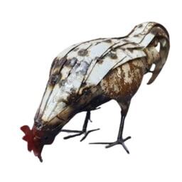 Hand Crafted Metal White Cockerel. Recycled Outdoor Garden Sculpture. Chicken Hen Cockerel - thumbnail 4