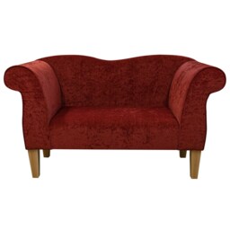 Handmade Small Chaise Lounge Queen Anne Henna Velvet Sofa - thumbnail 2