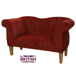 Handmade Small Chaise Lounge Queen Anne Henna Velvet Sofa - thumbnail 1