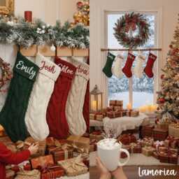 2026 Personalized Christmas Xmas Embroidered Family Name Stockings, Knit Holiday Stockings Gifts - thumbnail 3