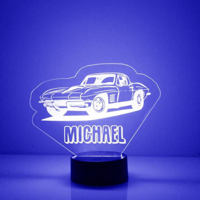 Light Up Sports Car, Custom Engraved Night Light, Personalized Free, 16 Color Options With Remote Control, Car - image 1