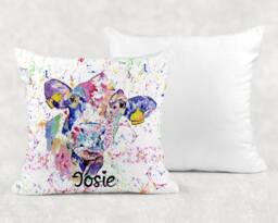 Personalised Watercolour Rainbow Cow Cushion, Cuddle Pillow, Birthday Gift - thumbnail 1