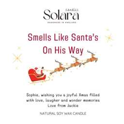 Smells Like Santa's On His Way, Christmas Candle Gift Set With Free Card & Matches, , Personalised Xmas Present For Colleagues - thumbnail 3