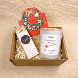 Smells Like Santa's On His Way, Christmas Candle Gift Set With Free Card & Matches, , Personalised Xmas Present For Colleagues - thumbnail 4