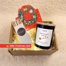 Smells Like Santa's On His Way, Christmas Candle Gift Set With Free Card & Matches, , Personalised Xmas Present For Colleagues - thumbnail 2