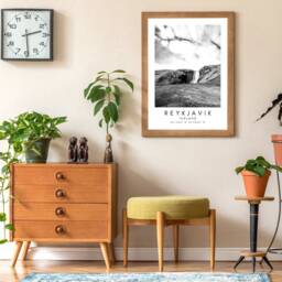 Reykjavik Iceland Print Black & White Mountain Wall Art - thumbnail 3