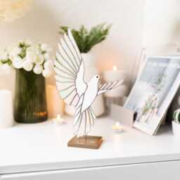 stained Glass Dove Table Decor Peace Bird Sculpture Spiritual Tabletop Ornament Bird Figurine Shelf Accent Mother's Day Gift Idea