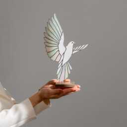 stained Glass Dove Table Decor Peace Bird Sculpture Spiritual Tabletop Ornament Bird Figurine Shelf Accent Mother's Day Gift Idea - thumbnail 2