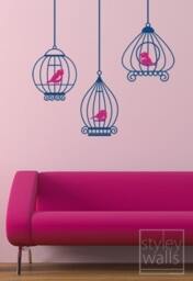 Birds Wall Decal, Bird Cages in Birdcage Vinyl Decals, Sticker, Home Decor - thumbnail 3