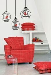 Birds Wall Decal, Bird Cages in Birdcage Vinyl Decals, Sticker, Home Decor - thumbnail 2