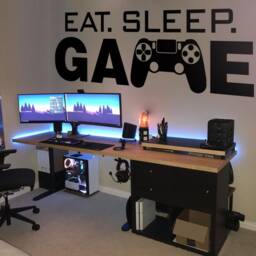Eat Sleep Game Minimalist Wall Decal, Gamer Room Decor, Vinyl Sticker - thumbnail 1