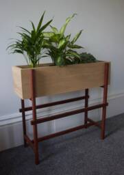 Solid Oak Indoor Planter Box With Sapele Frame Handmade To Order & Bespoke