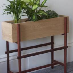 Solid Oak Indoor Planter Box With Sapele Frame Handmade To Order & Bespoke - thumbnail 4
