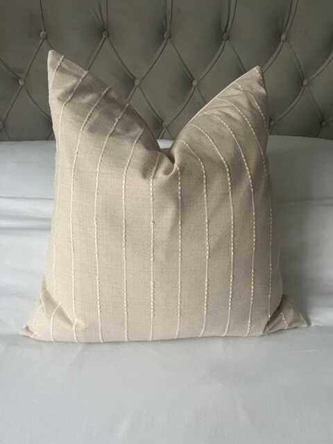 Light Beige Striped Pillow Cover, Sandy Brown Throw Cushions, Taupe Cushion Covers - image 1