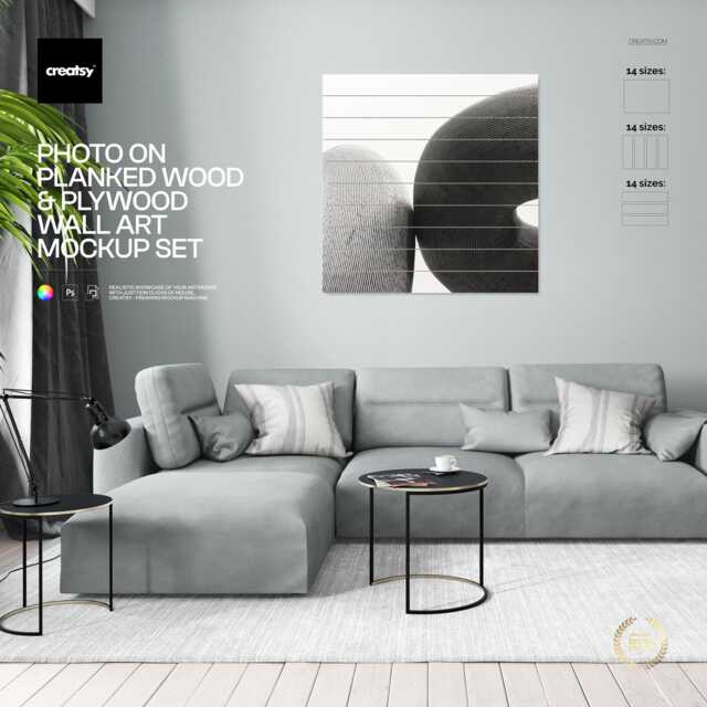 Photo On Planked Wood & Plywood Wall Art Mockup Set - image 1