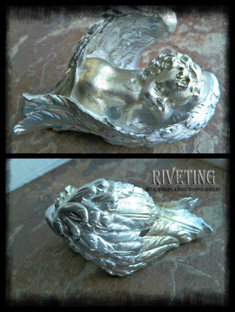 Hand Cast Pewter Babe in Angel Wings