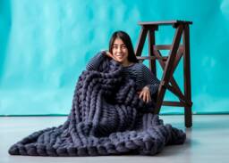 Chunky Knit Blanket, Merino Wool Giant Throw, Throw, Knits - thumbnail 1