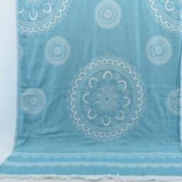 "King Size Blanket, Turquoise Throw, Aztec Bedspread, Turkish Blanket, 79""x91" - thumbnail 4