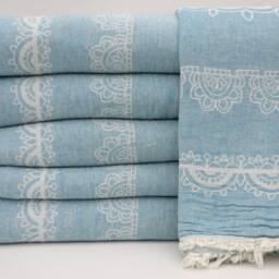 "King Size Blanket, Turquoise Throw, Aztec Bedspread, Turkish Blanket, 79""x91" - thumbnail 3