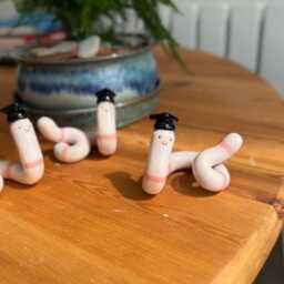 Ceramic Graduation Worm, Randomly Selected Worm, Cute Trinket Gift - thumbnail 2