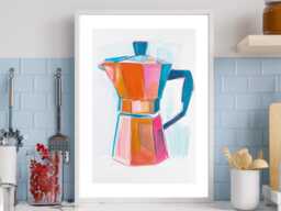Filter Coffee - Wall Print Abstract Colourful Jug Kitchen Cafe Gift Idea Bespoke Poster A5 A4 A3 Framed Or Unframed - thumbnail 1