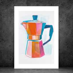 Filter Coffee - Wall Print Abstract Colourful Jug Kitchen Cafe Gift Idea Bespoke Poster A5 A4 A3 Framed Or Unframed - thumbnail 3