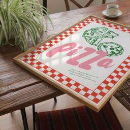 Checkerboard Pizza Print, Wall Art, A3, A4, Colourful Retro Prints, Check Trendy Poster, Food & Drink Decor - thumbnail 3