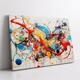 Colorful Paint Splash Abstract Oil Painting Splatter Style Wall Art, Framed Canvas Poster Print, Home Kitchen Office Room Decor, Gifts - thumbnail 2