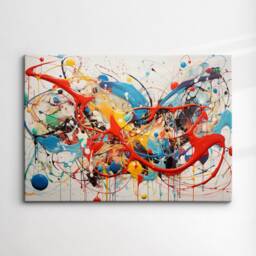Colorful Paint Splash Abstract Oil Painting Splatter Style Wall Art, Framed Canvas Poster Print, Home Kitchen Office Room Decor, Gifts - thumbnail 3