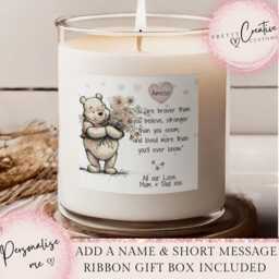 Personalised Braver, Stronger Scented Candle, Daughter Gift, Friends Birthday, Classic Pooh Quote Thinking Of You Gift