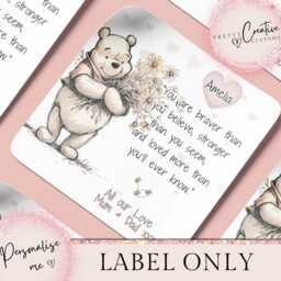 Personalised Braver, Stronger Scented Candle, Daughter Gift, Friends Birthday, Classic Pooh Quote Thinking Of You Gift - thumbnail 2