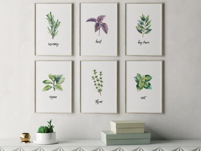 Printable Herb Prints, Kitchen Decor, Botanical Print Set, Unique Home Wall Dining Room Garden Decor - image 1