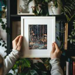 Forest Animals At Night Wall Art Print - Vintage Whimsical Illustration, Archival Quality Matte Fine Art Print. Children's Room, Nursery - thumbnail 3