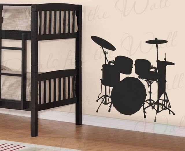 Drum Set Wall Graphic Decal Vinyl Mural Band Music Class Classroom Boys Room Nursery Playroom Sticker Art Decor Large Decoration Sign G55 - image 1