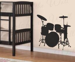 Drum Set Wall Graphic Decal Vinyl Mural Band Music Class Classroom Boys Room Nursery Playroom Sticker Art Decor Large Decoration Sign G55 - thumbnail 1