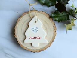 Auntie Christmas Tree Decoration, Handmade Ceramic Xmas Dec, Gift For - thumbnail 1