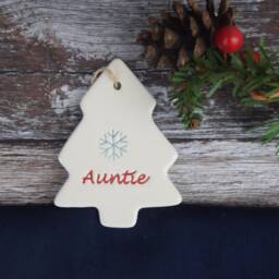 Auntie Christmas Tree Decoration, Handmade Ceramic Xmas Dec, Gift For - thumbnail 3