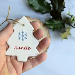 Auntie Christmas Tree Decoration, Handmade Ceramic Xmas Dec, Gift For - thumbnail 2