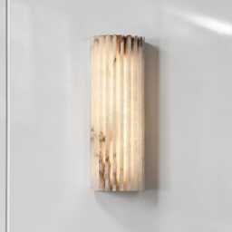 Handcrafted Alabaster Brass Wall Sconce With Handmade Modern Luxury Marble Stone Lamp, Mid Century Living Room Lighting - thumbnail 2