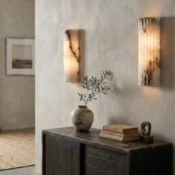 Handcrafted Alabaster Brass Wall Sconce With Handmade Modern Luxury Marble Stone Lamp, Mid Century Living Room Lighting - thumbnail 4
