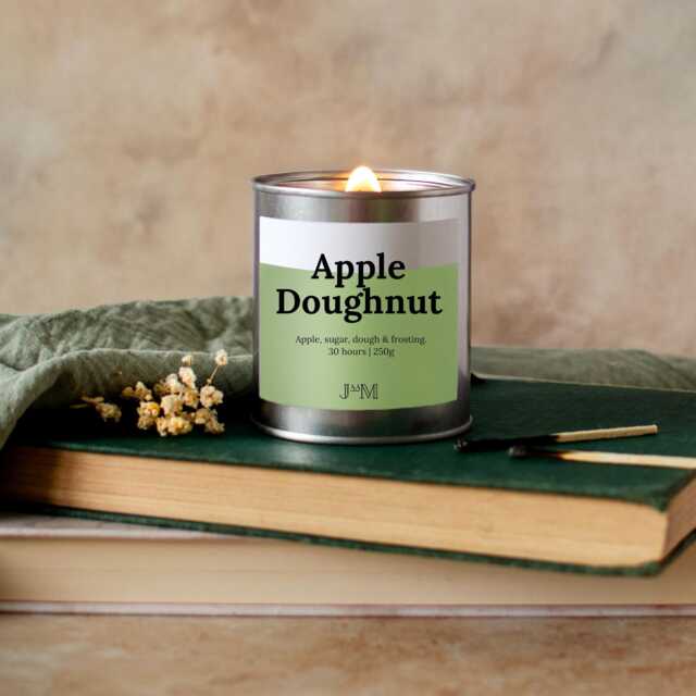 Apple Doughnut Crackle Wick Candle, Bakery Inspired Doughnuts - image 1
