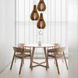 Wood Pendant Light, Modern Celling Fixture, Hanging Lamp Minimalist Lighting Dining Shade, Chandelier Contemporary - thumbnail 2