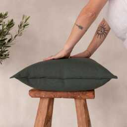 Forest Green Throw Pillow Cover, Linen Cushion Covers With Flange, Custom Pillowcase - thumbnail 2