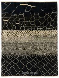 Black Beni Ourain Rug Hand-Knotted Moroccan Berber Rug - thumbnail 1