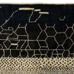 Black Beni Ourain Rug Hand-Knotted Moroccan Berber Rug - thumbnail 2