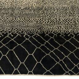 Black Beni Ourain Rug Hand-Knotted Moroccan Berber Rug - thumbnail 3