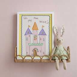Lets Play Make Believe - Bright Girls Room Toddler Poster Playroom Print Fairy Castle Princess - thumbnail 1