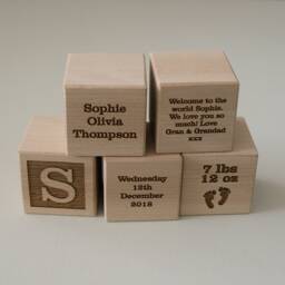 Personalised Wood Building Blocks . New Born Baby Bricks. Christening Gift Baptism Present Nursery Room Decoration.baby Annoucement L90 - thumbnail 1