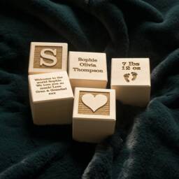 Personalised Wood Building Blocks . New Born Baby Bricks. Christening Gift Baptism Present Nursery Room Decoration.baby Annoucement L90 - thumbnail 3